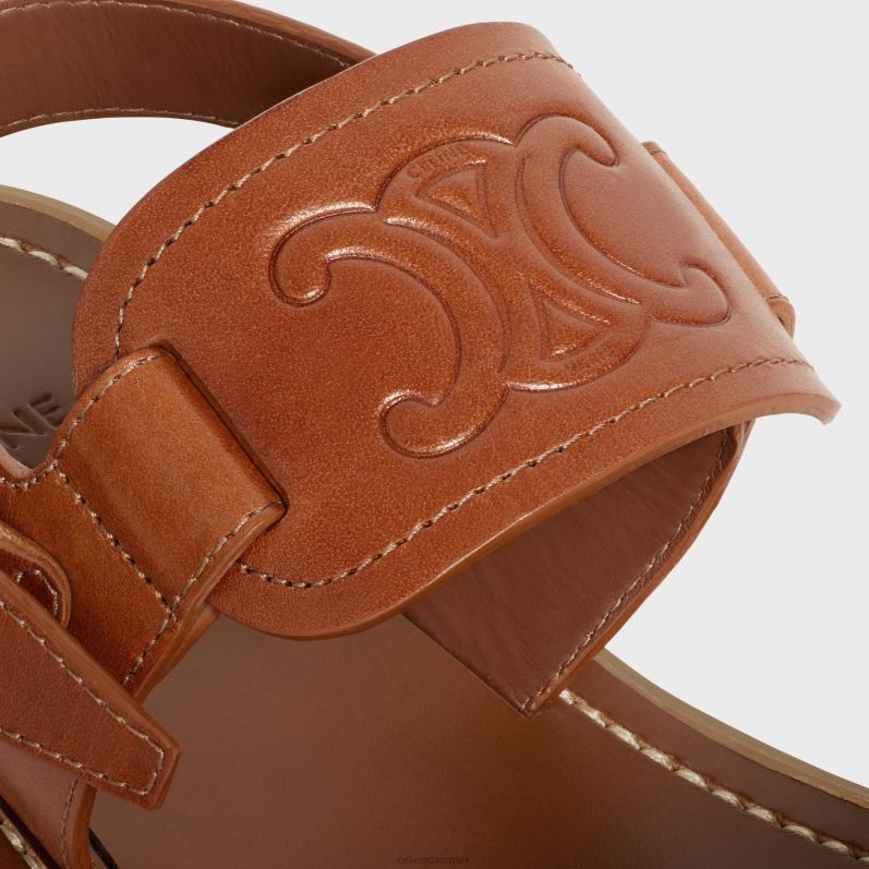 CELINE Kvinder clea triomphe sandal i kalveskindsvegetal ning F44FV994 fodtøj tan