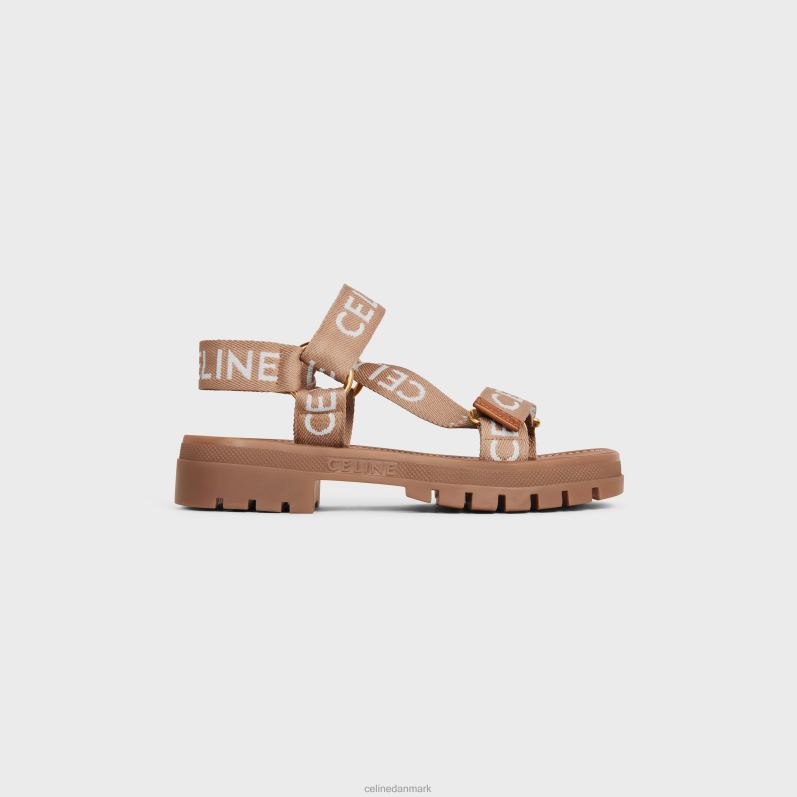 CELINE Kvinder leo strappy sandal i uld med "" jacquard F44FV1001 fodtøj lys beige/hvid