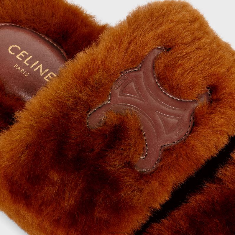 CELINE Kvinder pelsruter triomf i shearling F44FV971 fodtøj rust