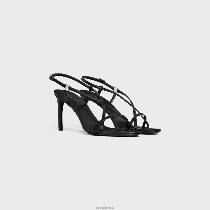 CELINE Kvinder soir criss cross sandal med triomf i lammeskind F44FV923 fodtøj sort