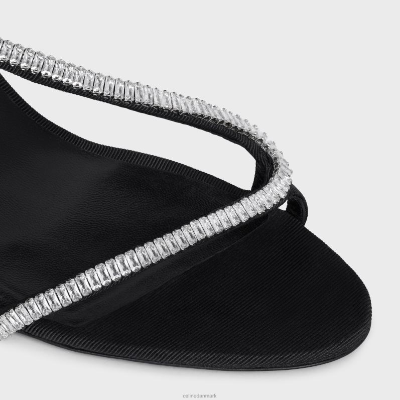 CELINE Kvinder soir cross-over sandal i gros grain med strass F44FV924 fodtøj sort