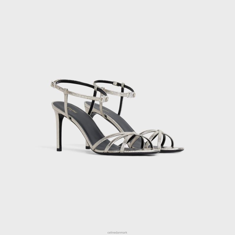 CELINE Kvinder soir-sandal i firbenstemplet metalliseret kalveskind F44FV1008 fodtøj platinium