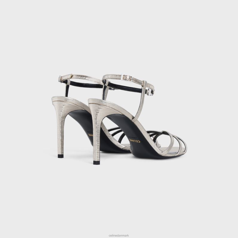 CELINE Kvinder soir-sandal i firbenstemplet metalliseret kalveskind F44FV1008 fodtøj platinium