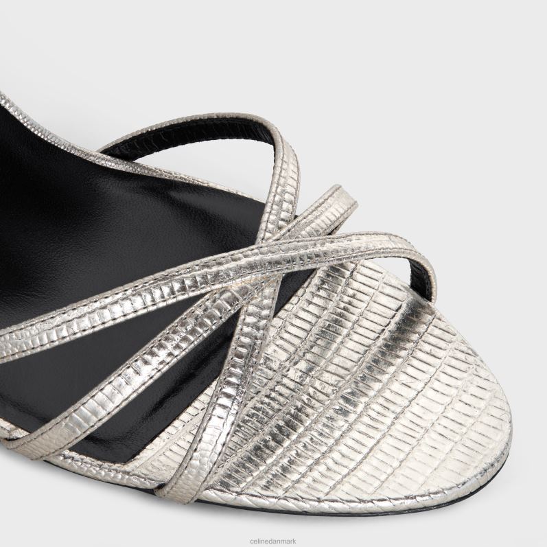 CELINE Kvinder soir-sandal i firbenstemplet metalliseret kalveskind F44FV1008 fodtøj platinium