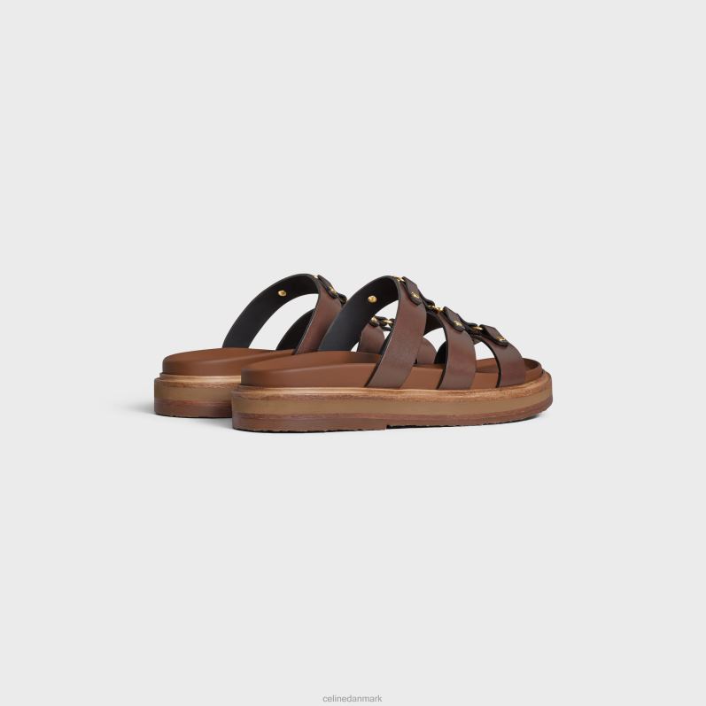 CELINE Kvinder tippi slide i kalveskindsvegetal garvning F44FV991 fodtøj mørkebrun