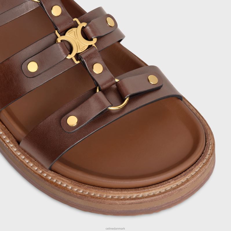 CELINE Kvinder tippi slide i kalveskindsvegetal garvning F44FV991 fodtøj mørkebrun