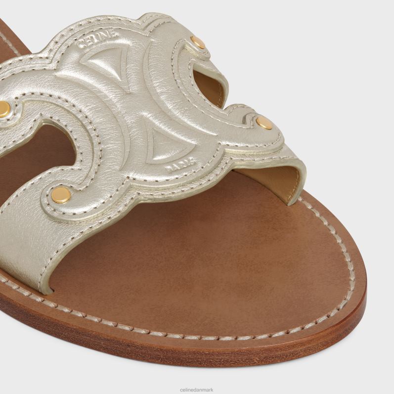 CELINE Kvinder triomf-muldyr i metaliseret kalveskind F44FV999 fodtøj platinium