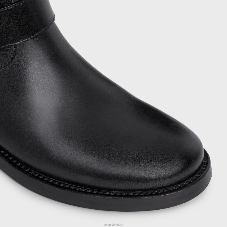 CELINE Kvinder biker mellemstøvle med sele i kalveskindsvegetal garvning F44FV929 fodtøj sort
