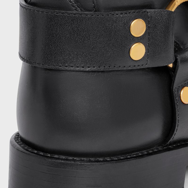 CELINE Kvinder biker mellemstøvle med sele i kalveskindsvegetal garvning F44FV929 fodtøj sort