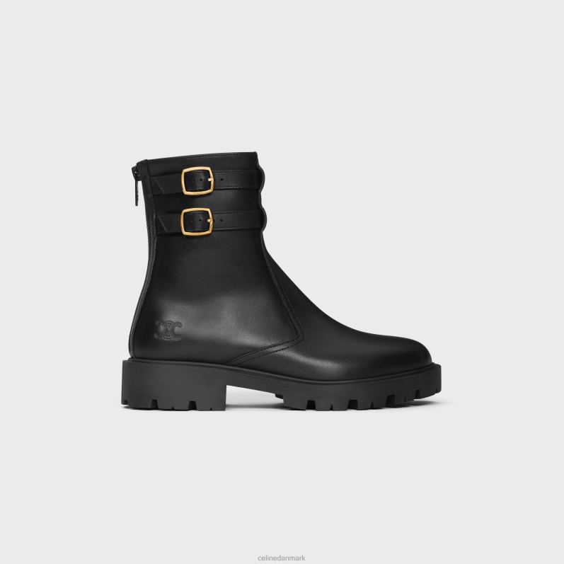 CELINE Kvinder margaret dobbelt spænde lynlås støvle i kalveskind F44FV952 fodtøj sort