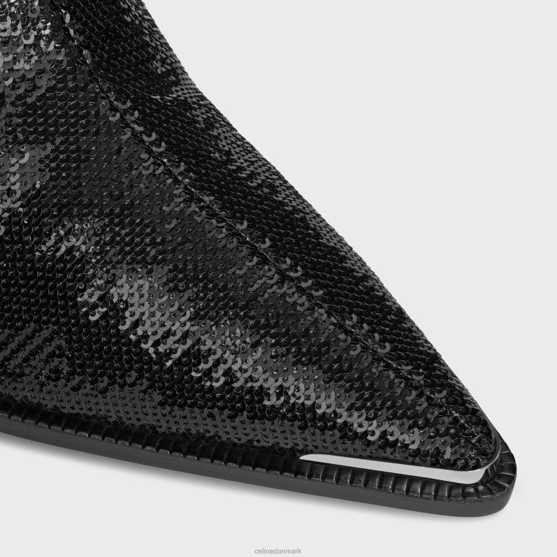 CELINE Kvinder verneuil ankelstøvle med metaltå i pailletter F44FV958 fodtøj sort