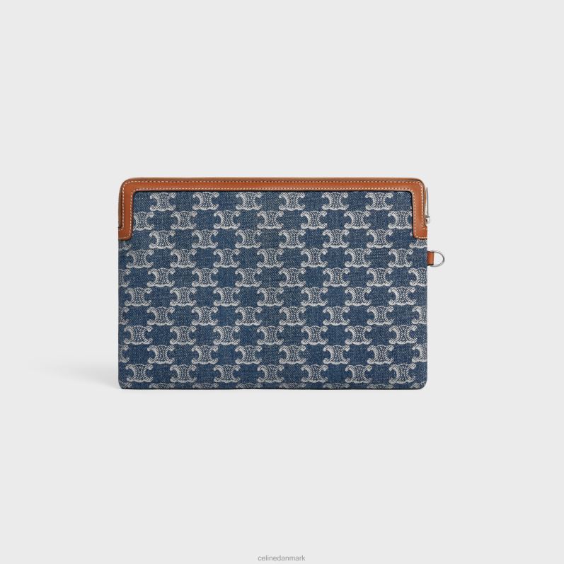 CELINE Kvinder lille pose med remsignatur i denim med triomf over det hele F44FV433 tilbehør denim/sølv