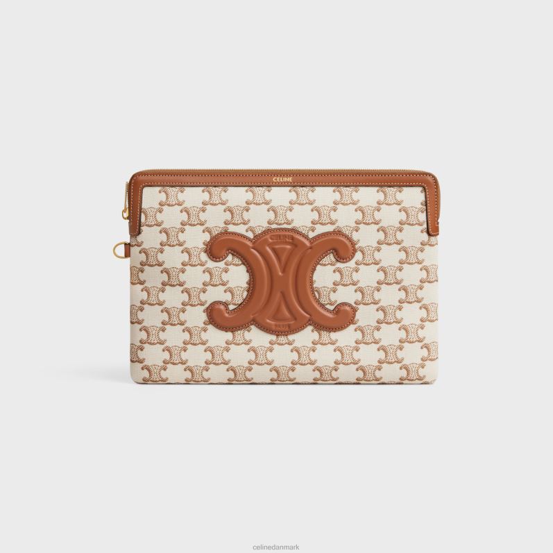 CELINE Kvinder lille pose med remsignatur i tekstil med triomfprint & kalveskind F44FV434 tilbehør hvid