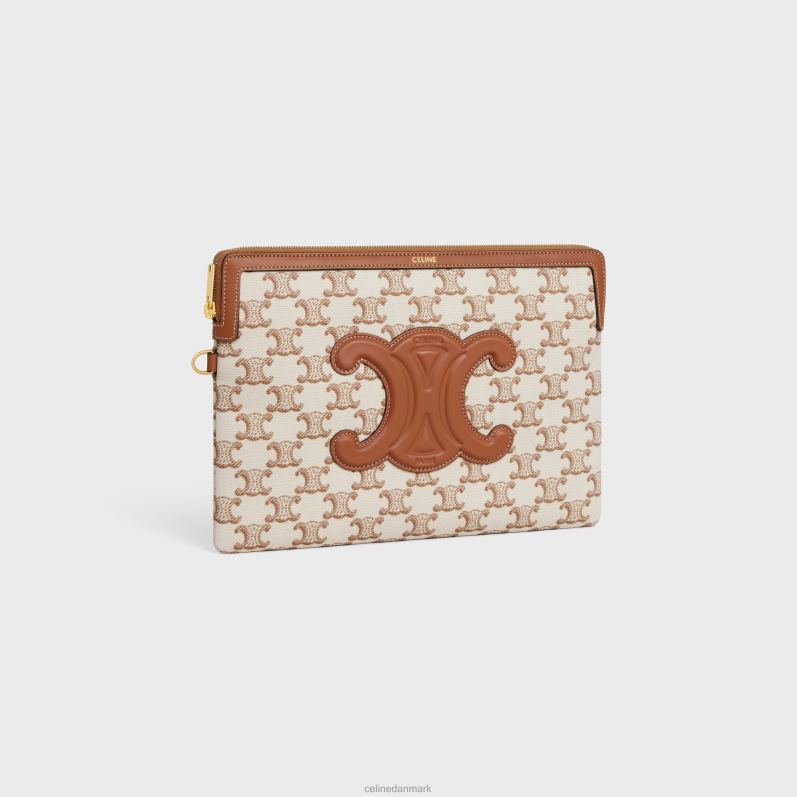 CELINE Kvinder lille pose med remsignatur i tekstil med triomfprint & kalveskind F44FV434 tilbehør hvid