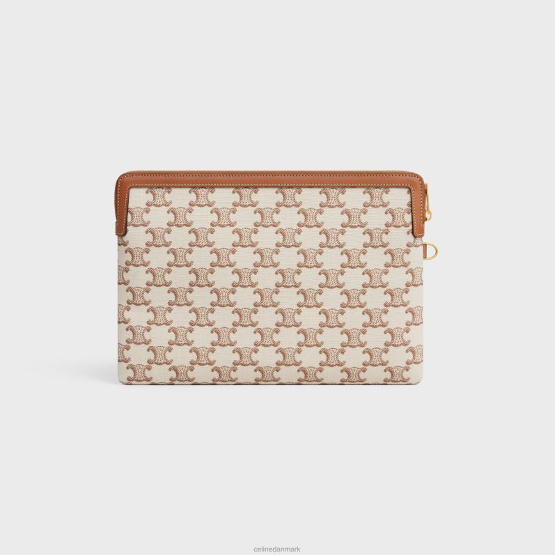 CELINE Kvinder lille pose med remsignatur i tekstil med triomfprint & kalveskind F44FV434 tilbehør hvid