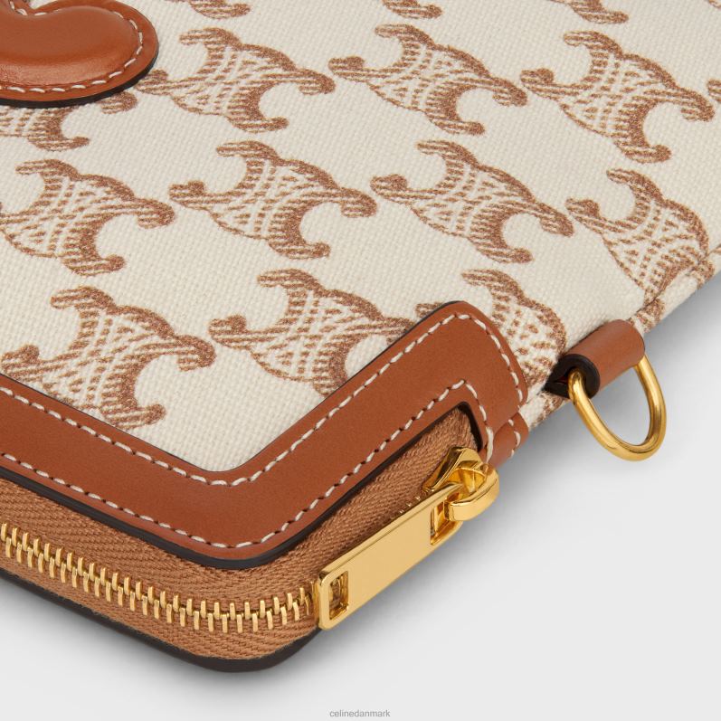 CELINE Kvinder lille pose med remsignatur i tekstil med triomfprint & kalveskind F44FV434 tilbehør hvid