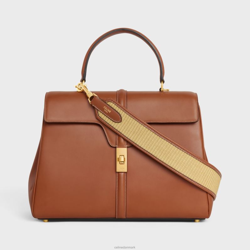 CELINE Kvinder rem i raffia-effekt tekstil & kalveskind med guldfinish F44FV404 tilbehør naturlig/brun