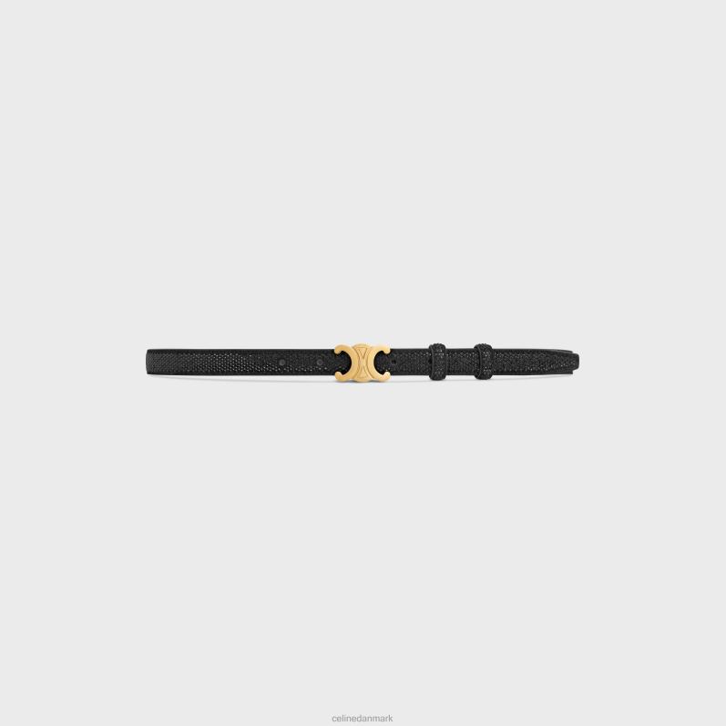 CELINE Kvinder lille triomfbælte i ruskind kalveskind med strass F44FV1079 tilbehør sort