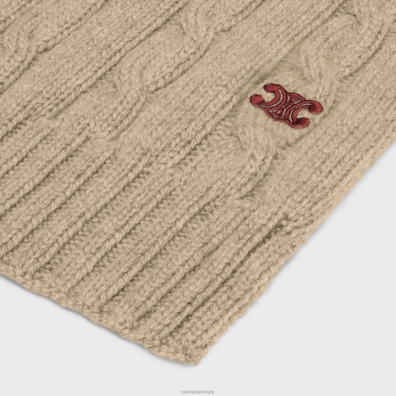 CELINE Kvinder kabelstrikket triomf-tørklæde i kashmir F44FV1185 tilbehør lys taupe