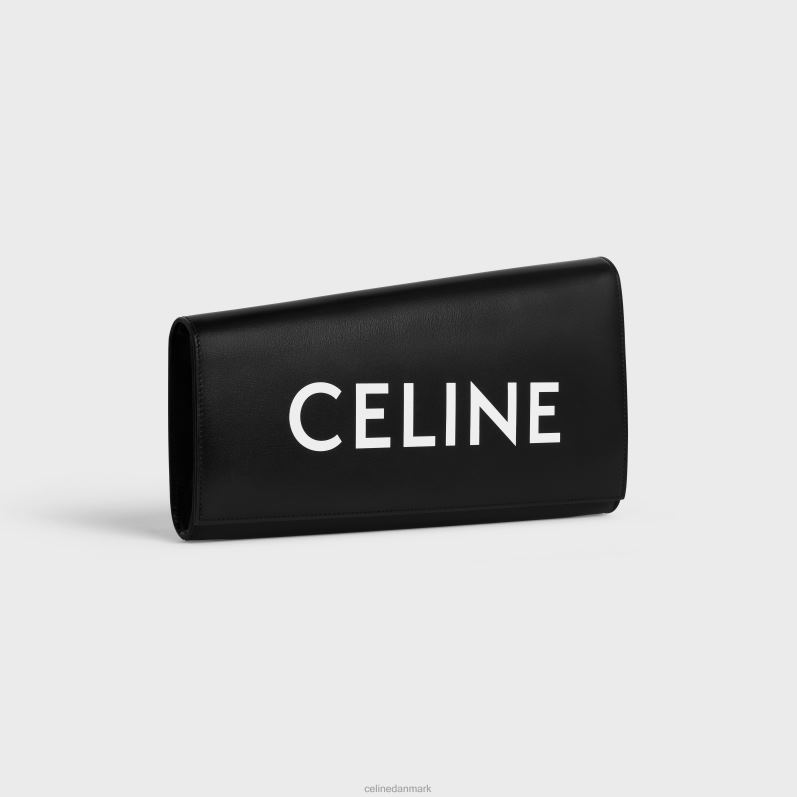 CELINE Kvinder asymmetrisk clutch i skinnende kalveskind med print F44FV279 tilbehør sort
