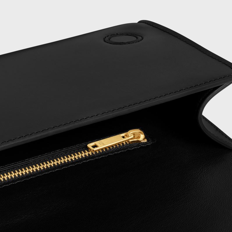 CELINE Kvinder asymmetrisk clutch i skinnende kalveskind med print F44FV279 tilbehør sort