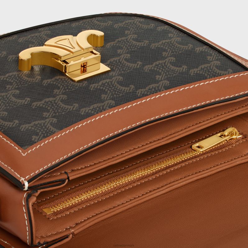 CELINE Kvinder besace clea i triomphe canvas & kalveskind F44FV177 tilbehør tan