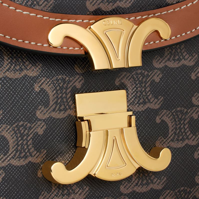CELINE Kvinder besace clea i triomphe canvas & kalveskind F44FV177 tilbehør tan