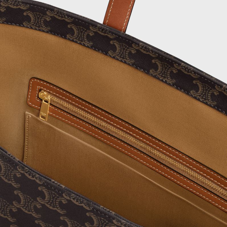 CELINE Kvinder cabas snøre i triomphe canvas & kalveskind F44FV235 tilbehør tan