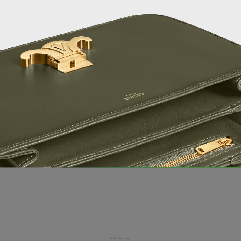 CELINE Kvinder classique triomftaske i skinnende kalveskind F44FV21 tilbehør mørk oliven