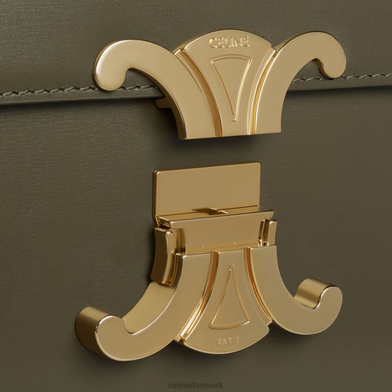 CELINE Kvinder classique triomftaske i skinnende kalveskind F44FV21 tilbehør mørk oliven