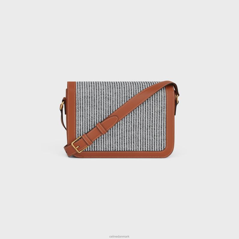 CELINE Kvinder classique triomftaske i stribet tekstil & kalveskind F44FV98 tilbehør antracit