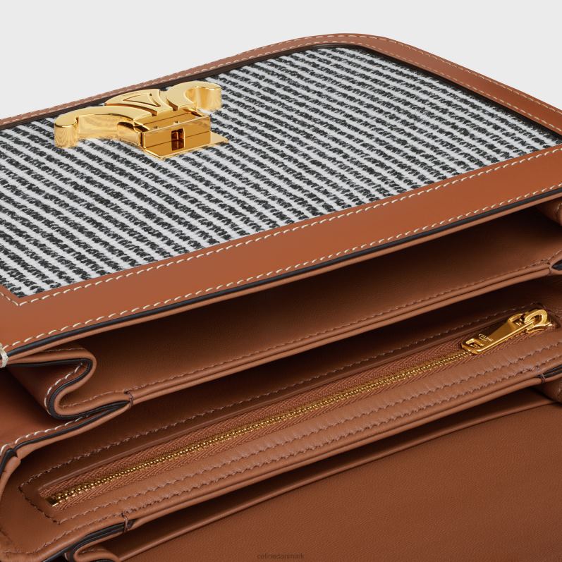 CELINE Kvinder classique triomftaske i stribet tekstil & kalveskind F44FV98 tilbehør antracit