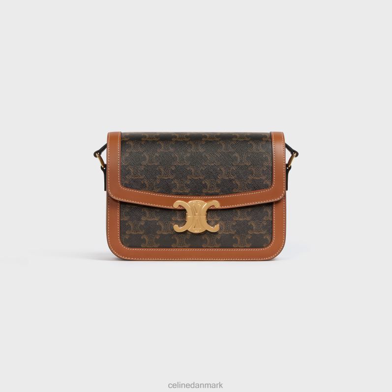 CELINE Kvinder classique triomphe taske i triomphe canvas & kalveskind F44FV90 tilbehør tan
