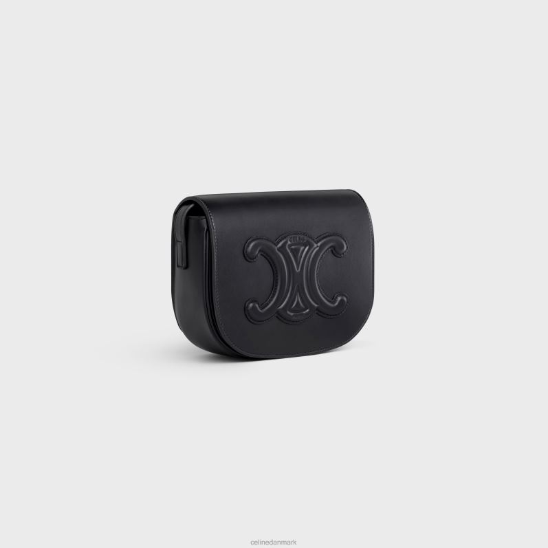 CELINE Kvinder folco cuir triomphe i glat kalveskind F44FV209 tilbehør sort