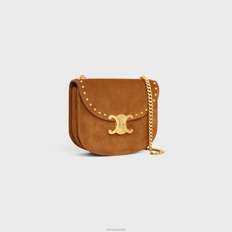 CELINE Kvinder kæde besace clea i ruskind kalveskind med nitter F44FV169 tilbehør pekannød