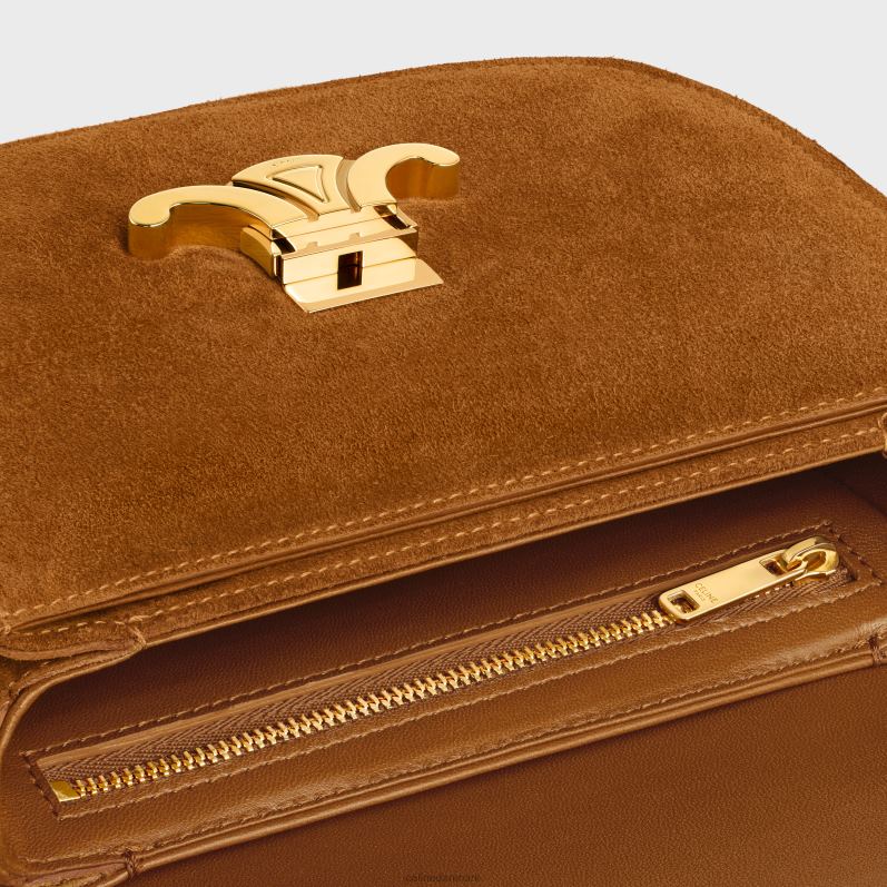 CELINE Kvinder kæde besace clea i ruskind kalveskind med nitter F44FV169 tilbehør pekannød