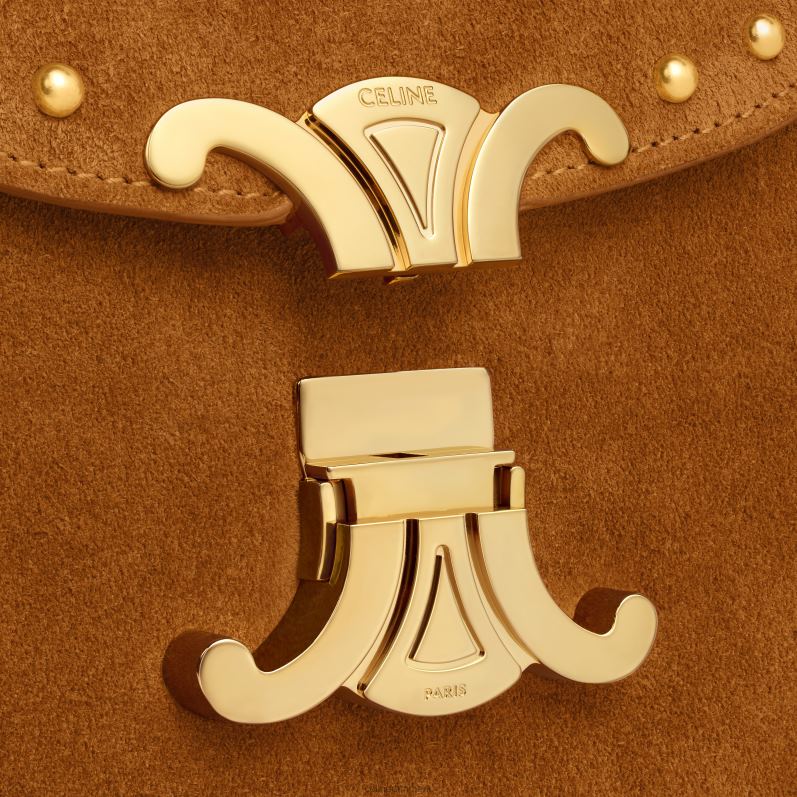 CELINE Kvinder kæde besace clea i ruskind kalveskind med nitter F44FV169 tilbehør pekannød