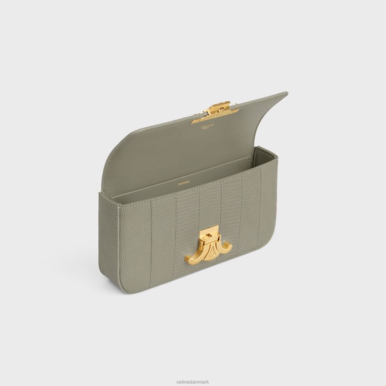 CELINE Kvinder kæde skuldertaske claude i firben patchwork F44FV188 tilbehør grønt ler