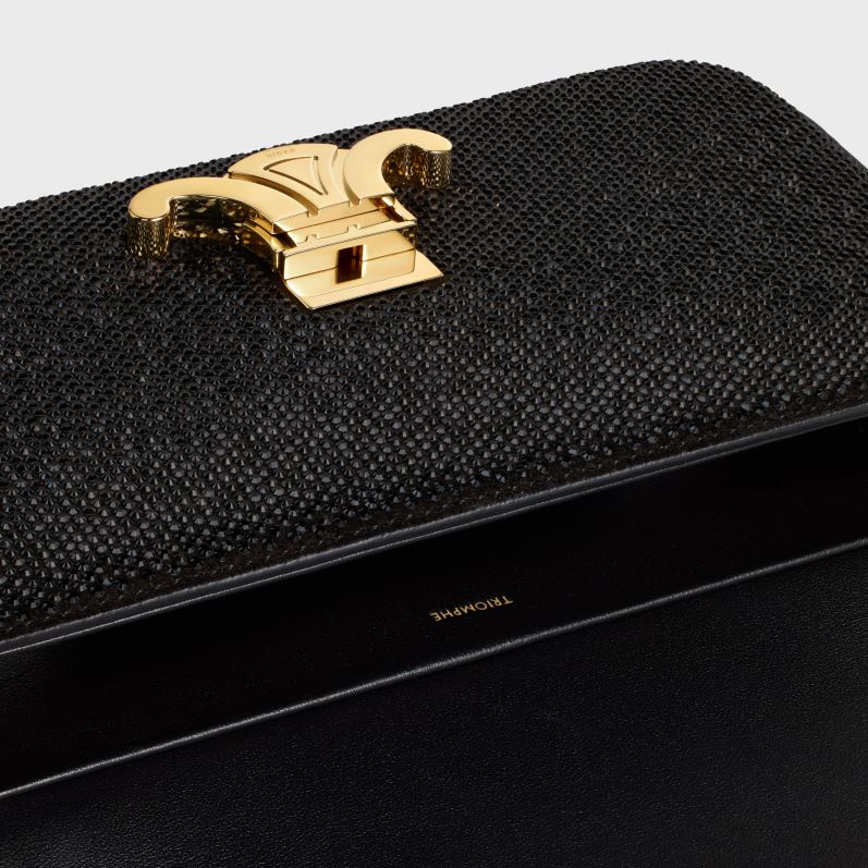 CELINE Kvinder kæde skuldertaske claude i ruskind kalveskind med strass F44FV184 tilbehør sort