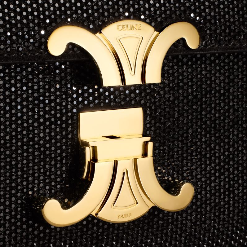 CELINE Kvinder kæde skuldertaske claude i ruskind kalveskind med strass F44FV184 tilbehør sort