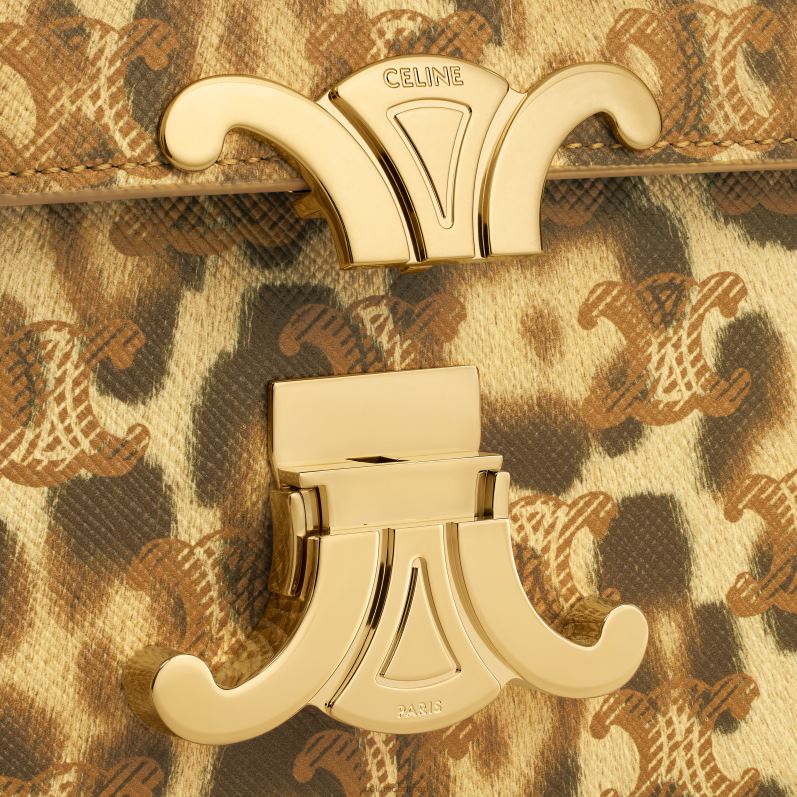CELINE Kvinder kæde skuldertaske claude i triomphe canvas med print F44FV52 tilbehør leopard