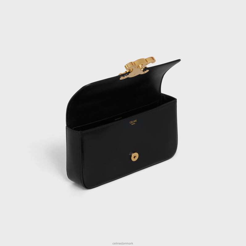 CELINE Kvinder kæde skuldertaske claude med strass lukning i skinnende kalveskind F44FV181 tilbehør sort