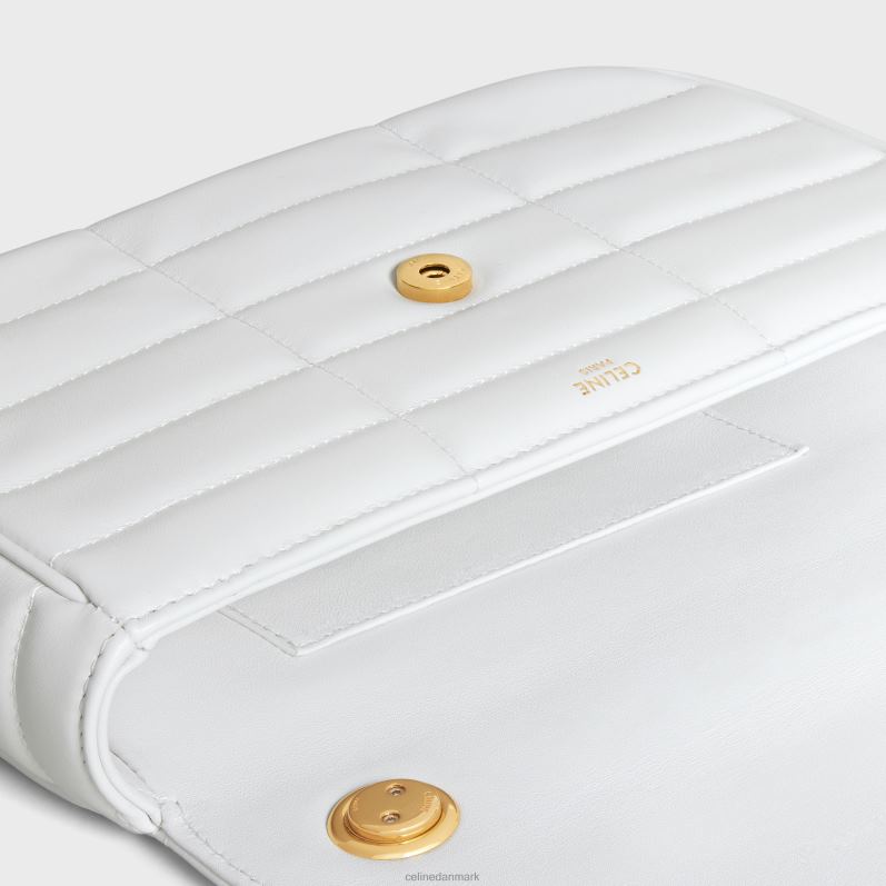CELINE Kvinder kæde skuldertaske matelasse monokrom i quiltet kalveskind F44FV282 tilbehør arktisk hvid