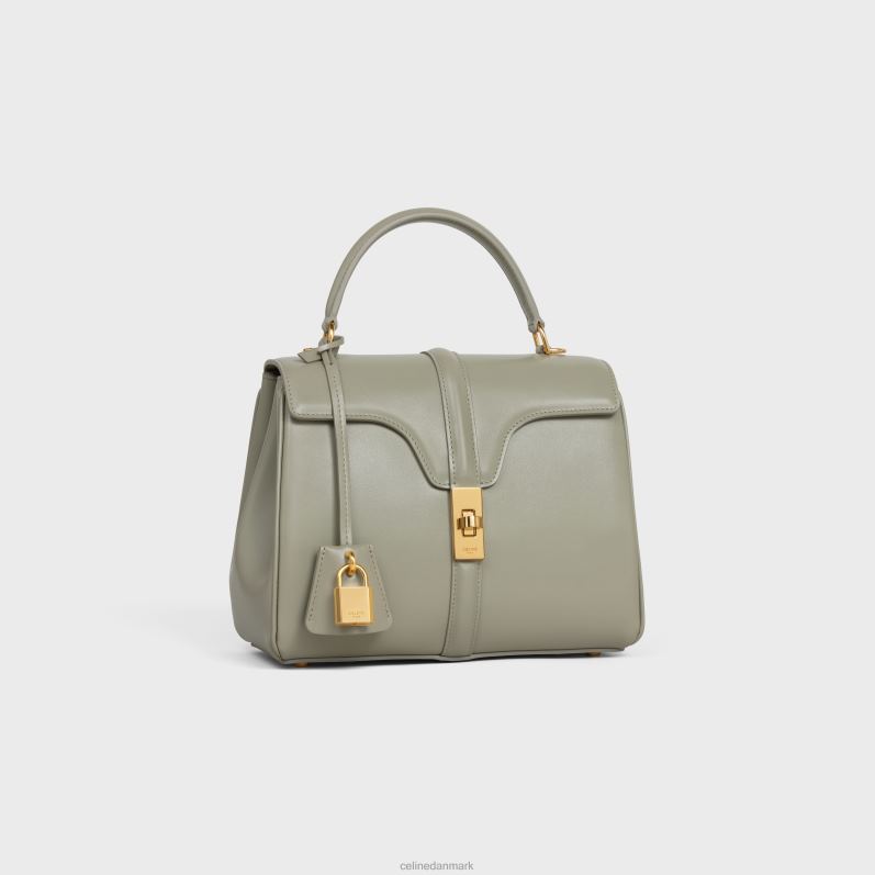 CELINE Kvinder lille 16 taske i satineret kalveskind F44FV125 tilbehør grønt ler