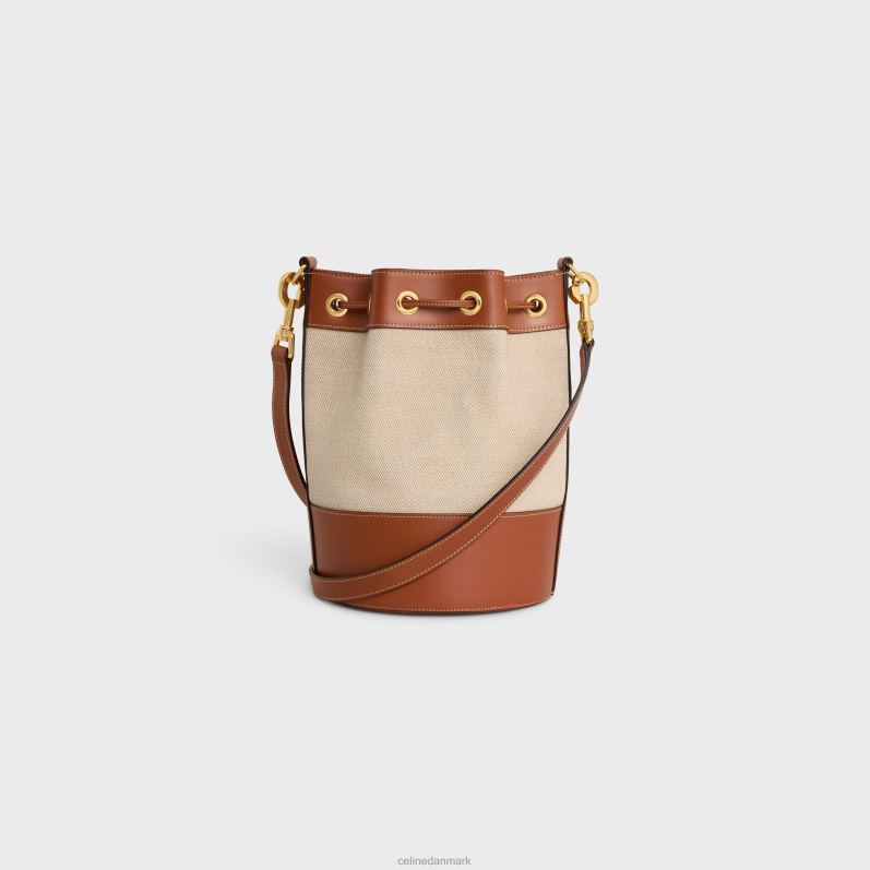CELINE Kvinder lille snøre cabas marin i tekstil & kalveskind F44FV300 tilbehør naturlig/brun