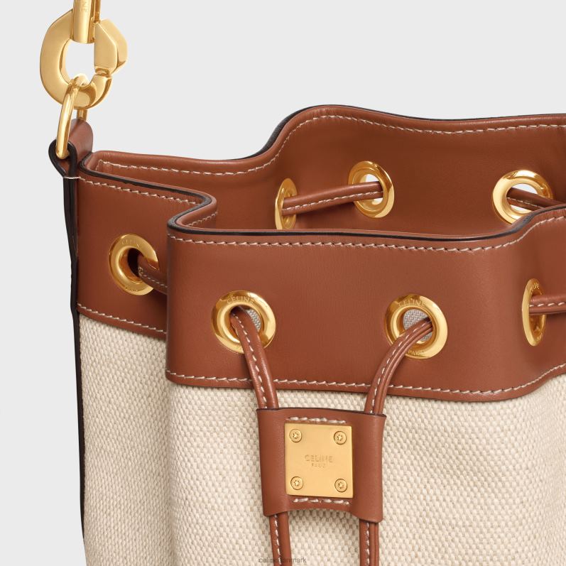 CELINE Kvinder lille snøre cabas marin i tekstil & kalveskind F44FV300 tilbehør naturlig/brun