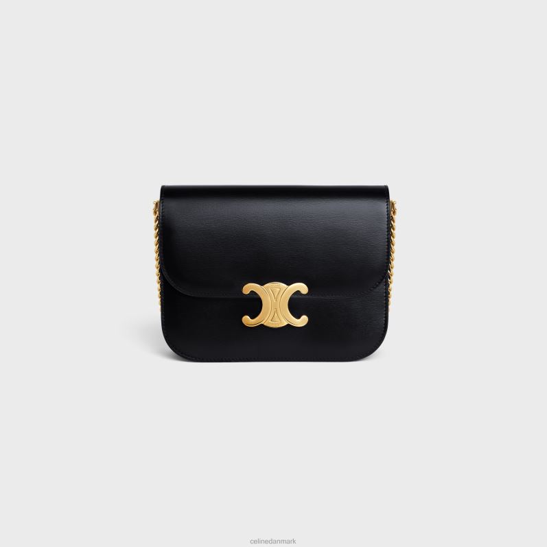 CELINE Kvinder medium collegetaske i skinnende kalveskind F44FV277 tilbehør sort