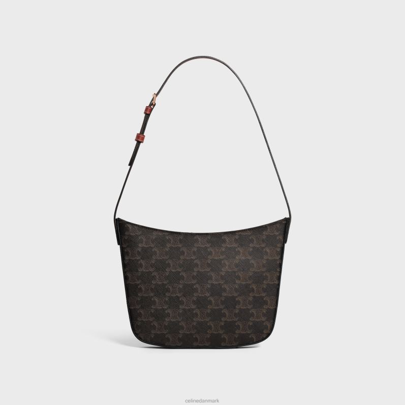 CELINE Kvinder medium croque taske i triomphe canvas & kalveskind F44FV229 tilbehør tan