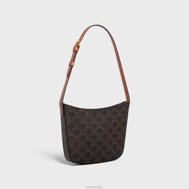 CELINE Kvinder medium croque taske i triomphe canvas & kalveskind F44FV229 tilbehør tan