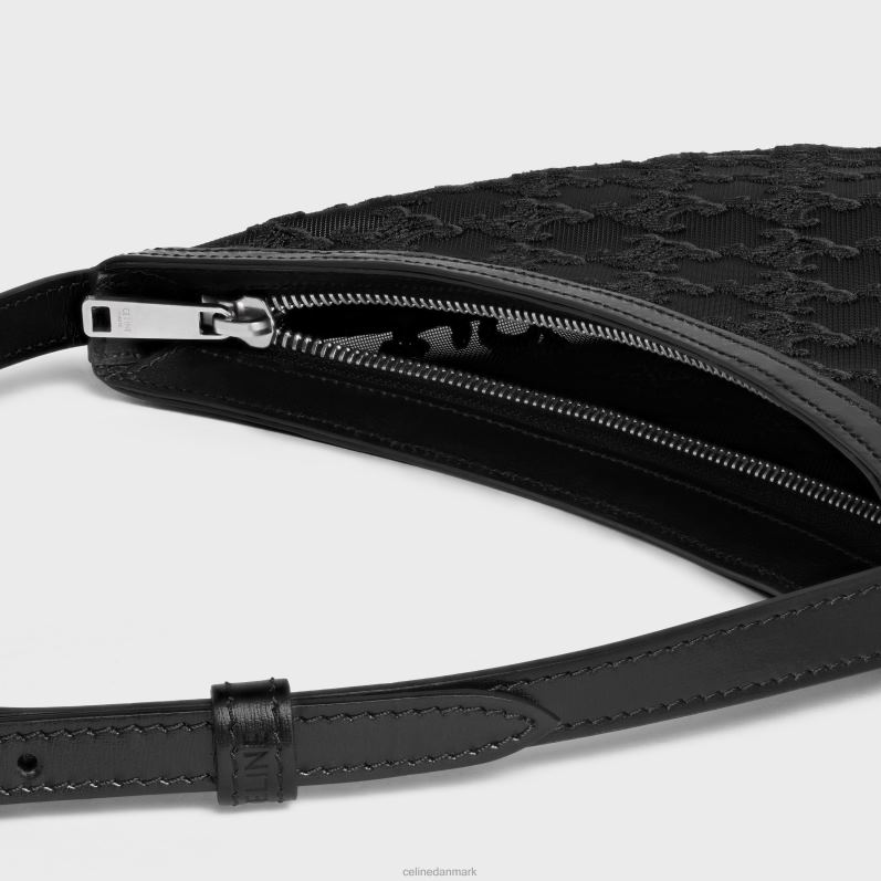 CELINE Kvinder medium croque-taske i tyltekstil med triomfbroderier F44FV40 tilbehør sort